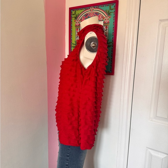 NY Collection Vibrant Red Textured Tank Top - Picture 4 of 5